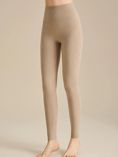 Women Autumn Warm Pure Color High Waist Leggings