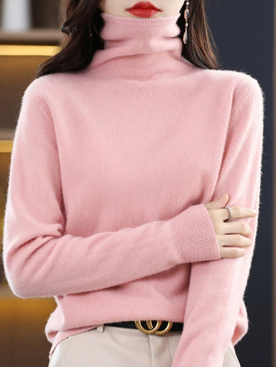 Women Autumn Pure Color Wool Turtleneck Sweater
