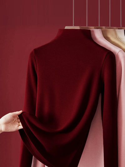 Women Autumn Pure Color Warm Half-Turtleneck Sweater
