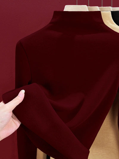 Women Autumn Pure Color Warm Half-Turtleneck Sweater