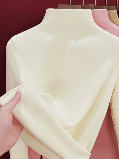 Women Autumn Pure Color Warm Half-Turtleneck Sweater