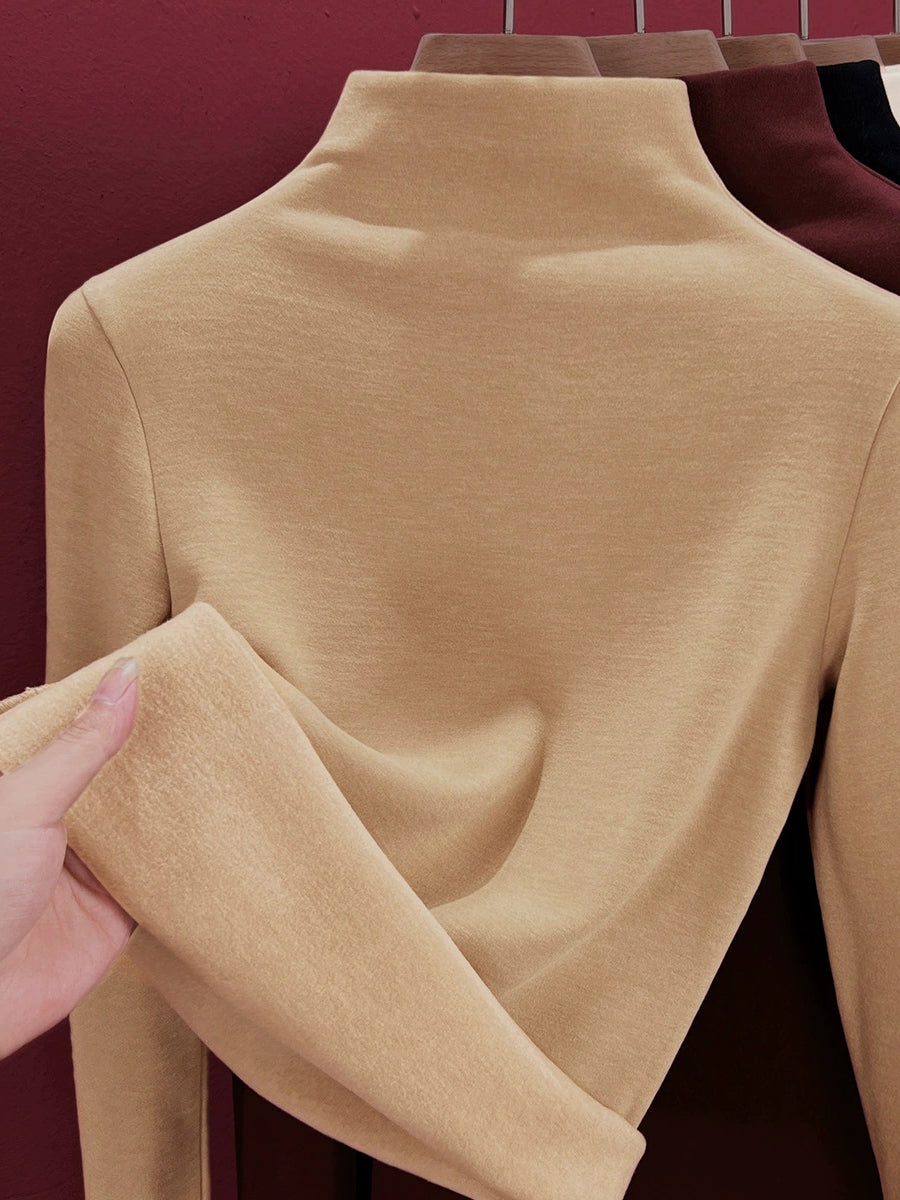 Women Autumn Pure Color Warm Half-Turtleneck Sweater