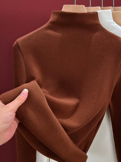 Women Autumn Pure Color Warm Half-Turtleneck Sweater