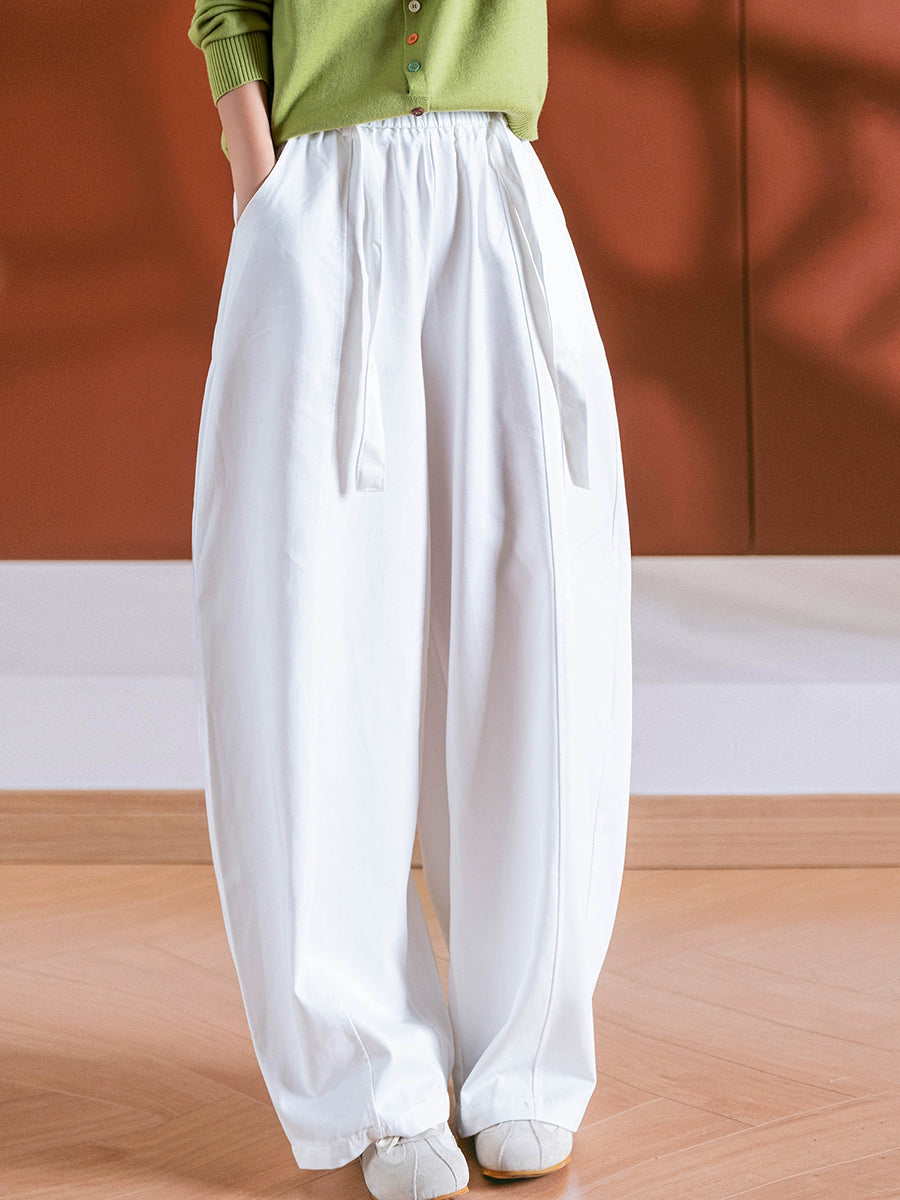 Women Autumn Casual Pure Color Spliced Harem Pants