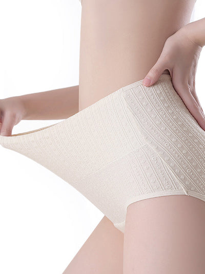 4 Pieces Women Casual High Waist Jacquard Underwear