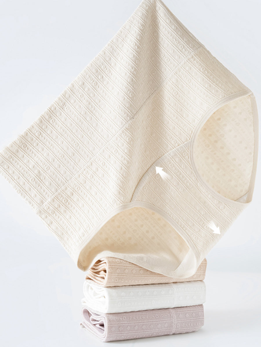 4 Pieces Women Casual High Waist Jacquard Underwear