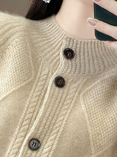 Women Autumn Pure Color Wool Stand Collar Sweater