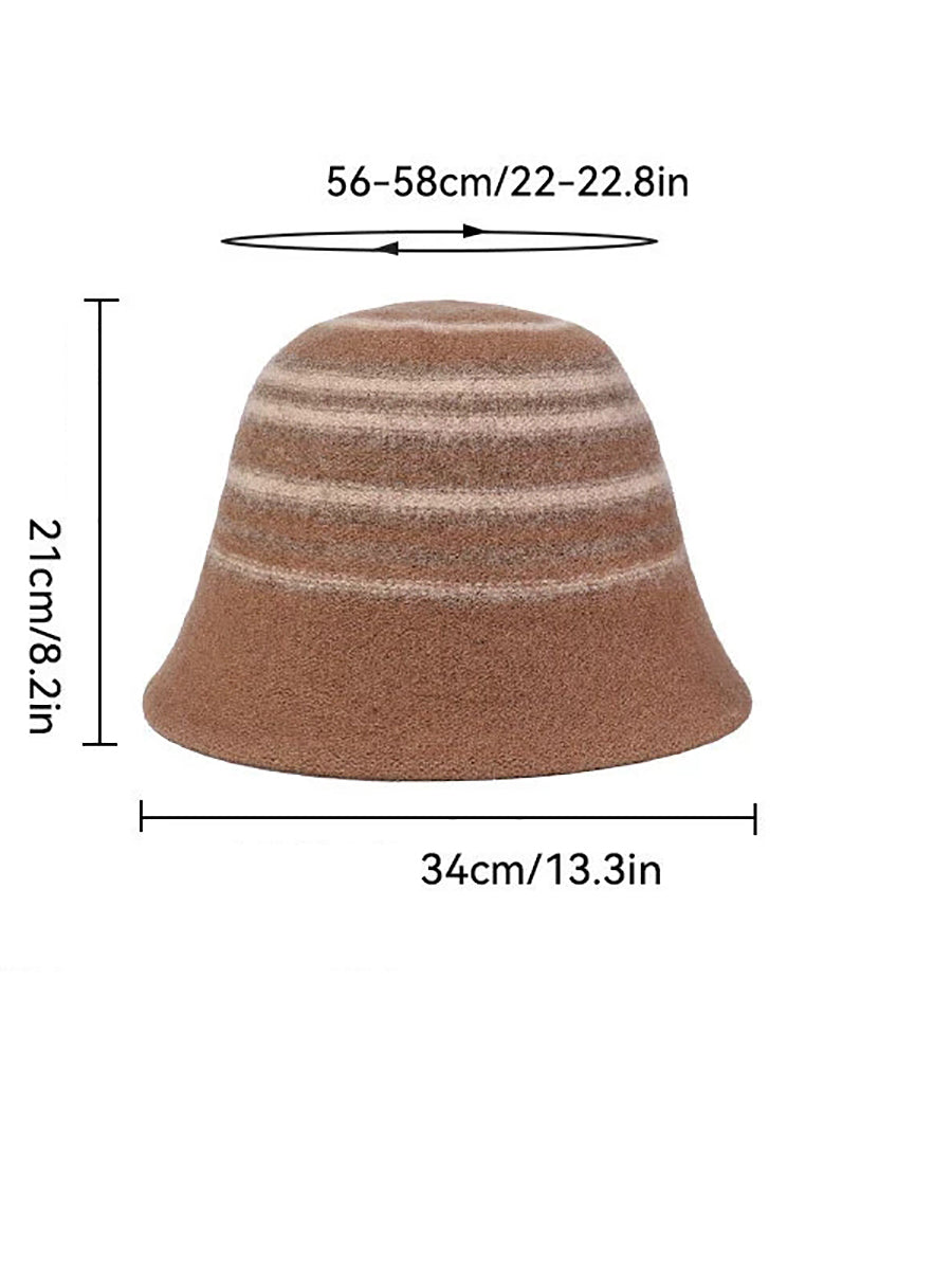 Women Winter Casual Stripe Warm Bucket Hat
