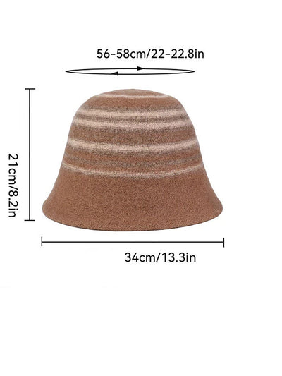 Women Winter Casual Stripe Warm Bucket Hat
