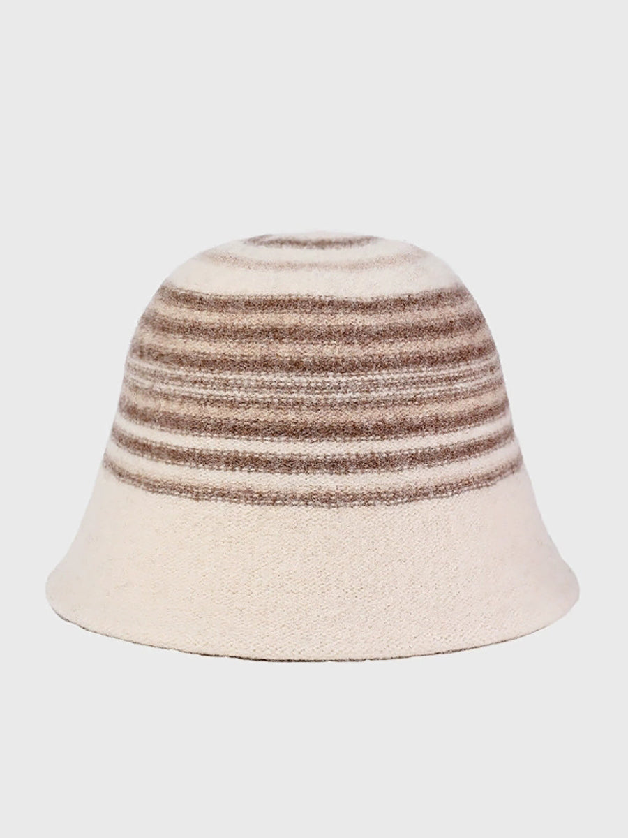 Women Winter Casual Stripe Warm Bucket Hat