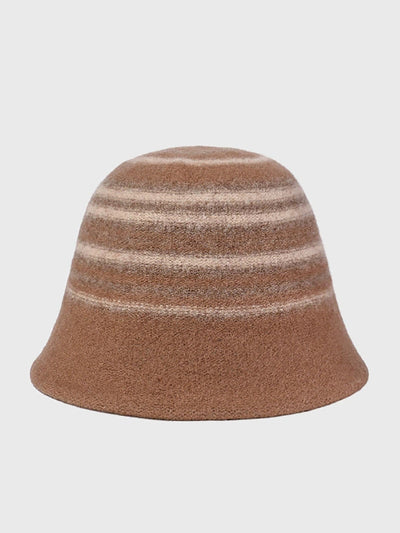 Women Winter Casual Stripe Warm Bucket Hat