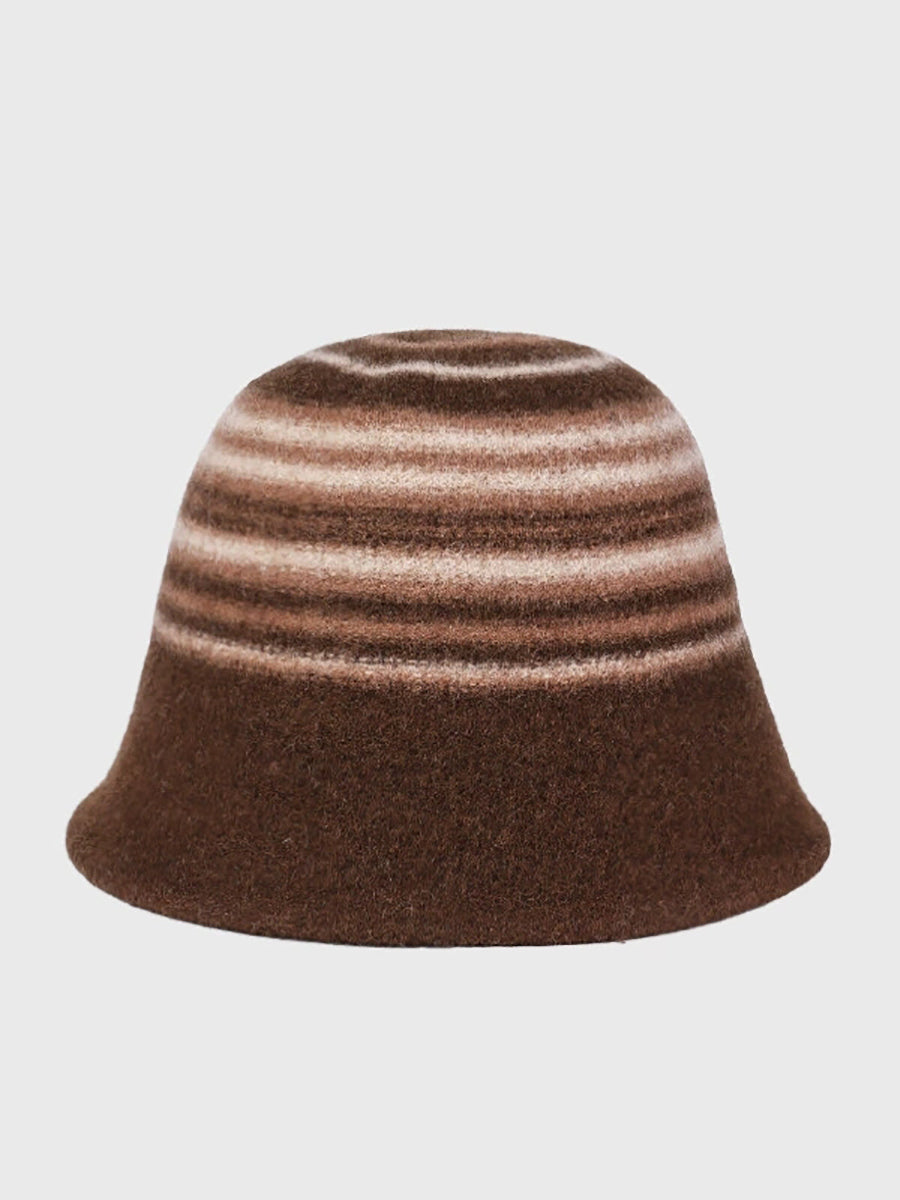 Women Winter Casual Stripe Warm Bucket Hat