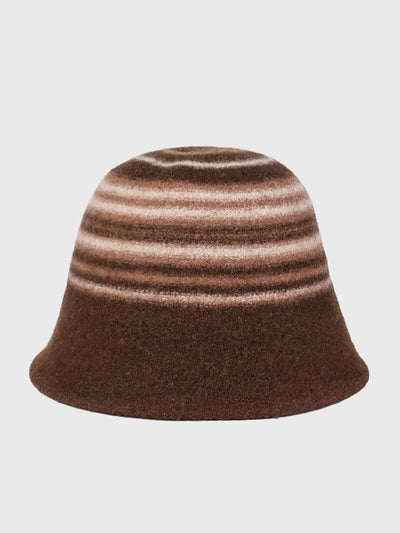 Women Winter Casual Stripe Warm Bucket Hat