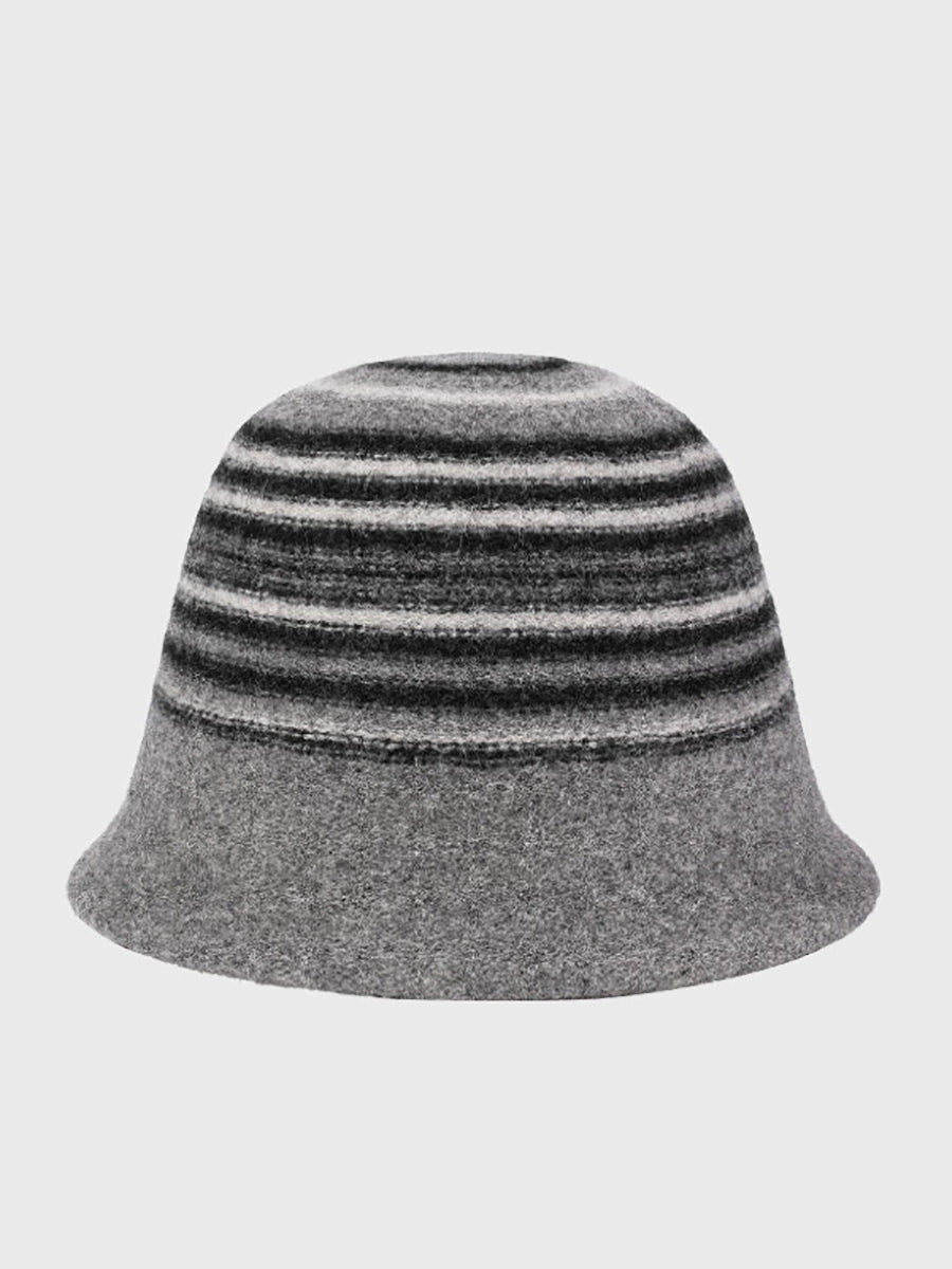 Women Winter Casual Stripe Warm Bucket Hat