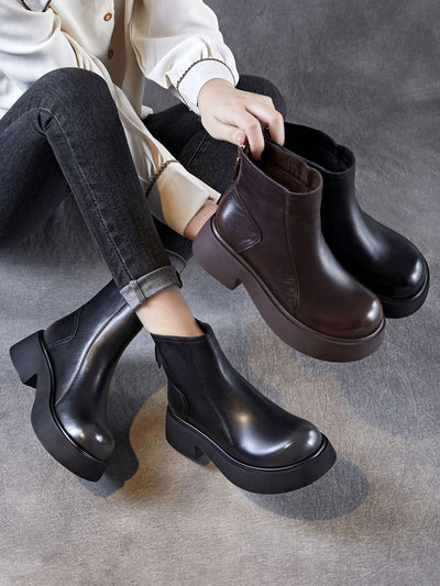 Women Casual Genuine Leather Platform Boots