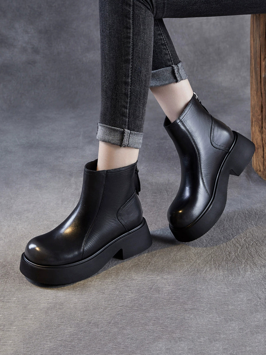 Women Casual Genuine Leather Platform Boots