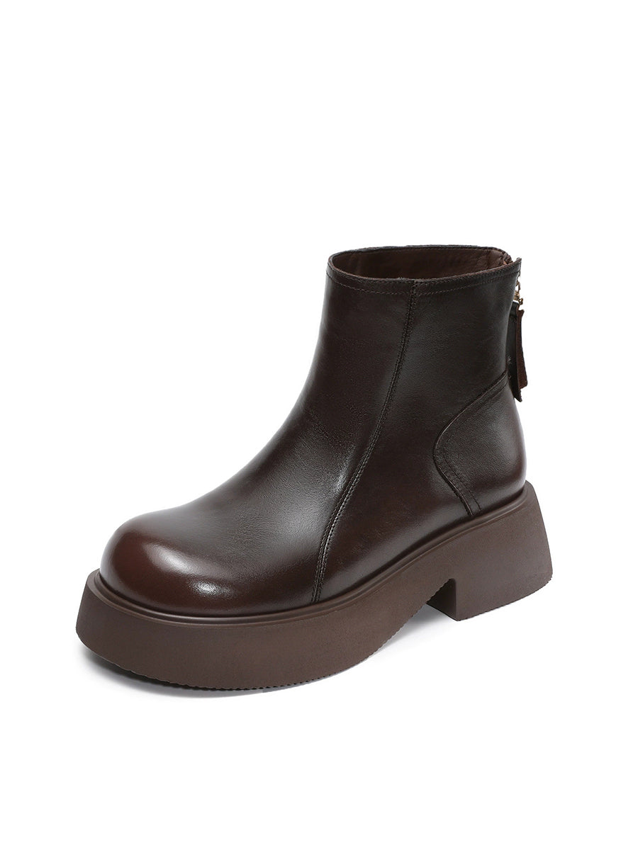 Women Casual Genuine Leather Platform Boots