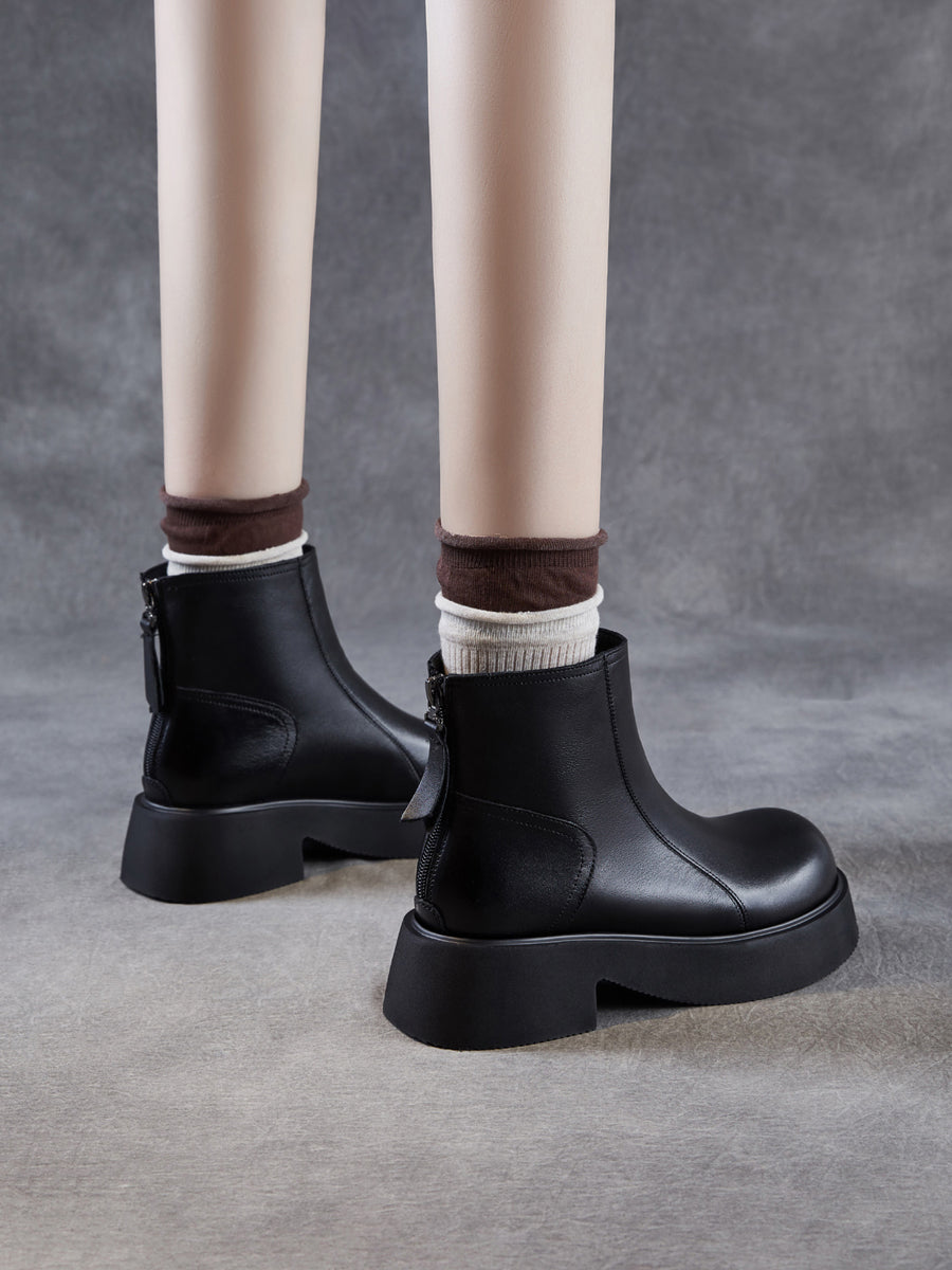 Women Casual Genuine Leather Platform Boots
