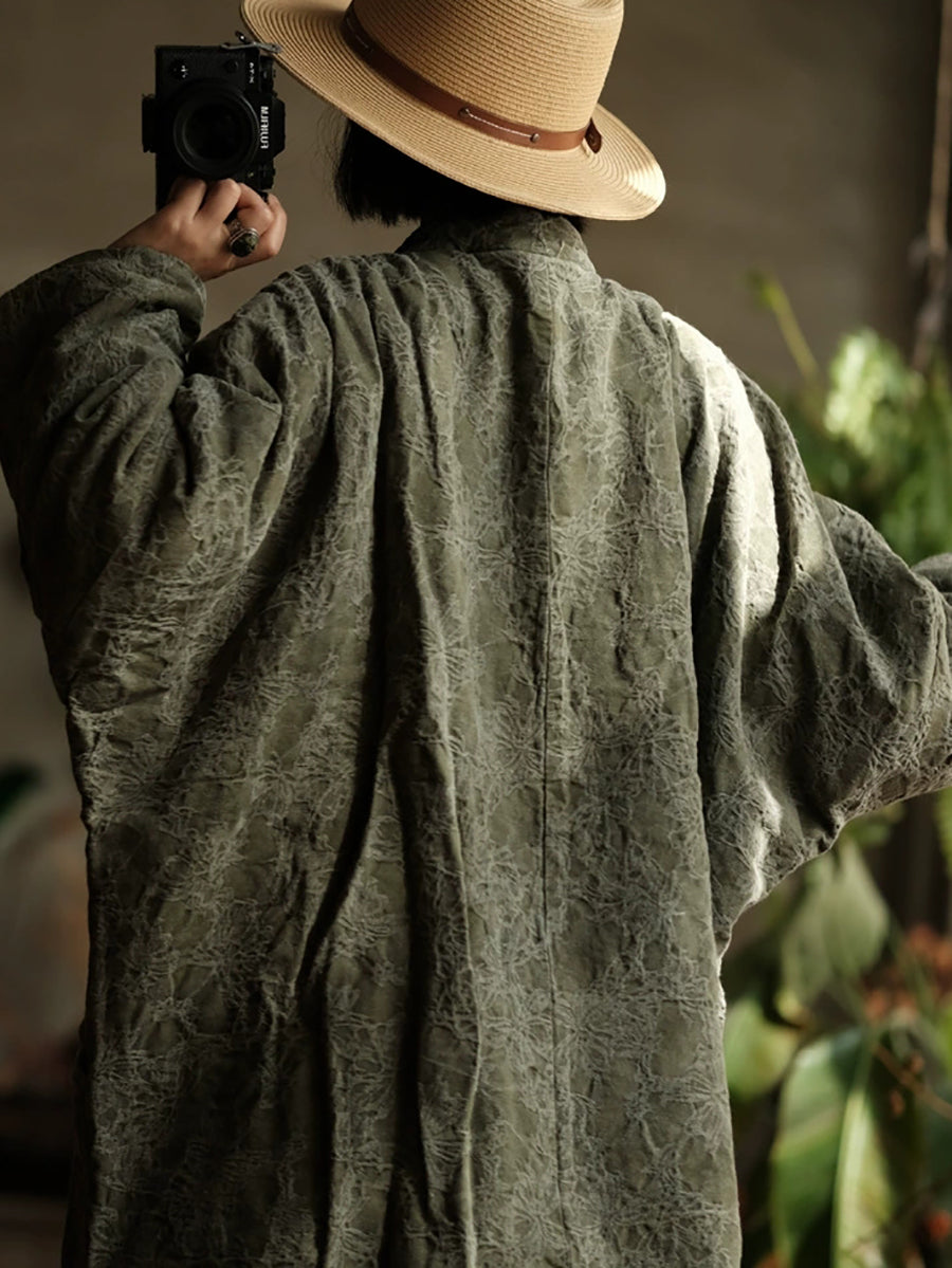 Women Ethnic Autumn Jacquard Stand Collar Coat