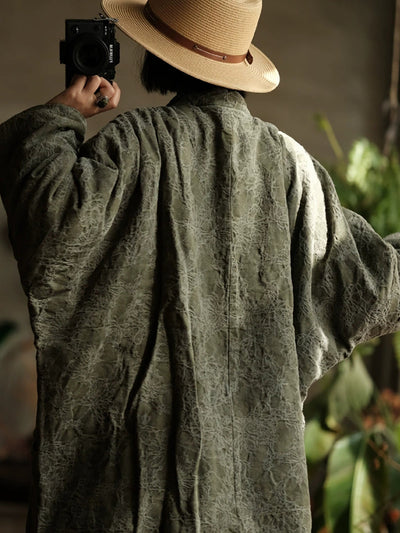 Women Ethnic Autumn Jacquard Stand Collar Coat