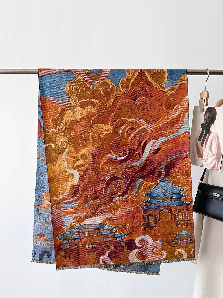 Women Travel Warm Jacquard Shawl Scarf