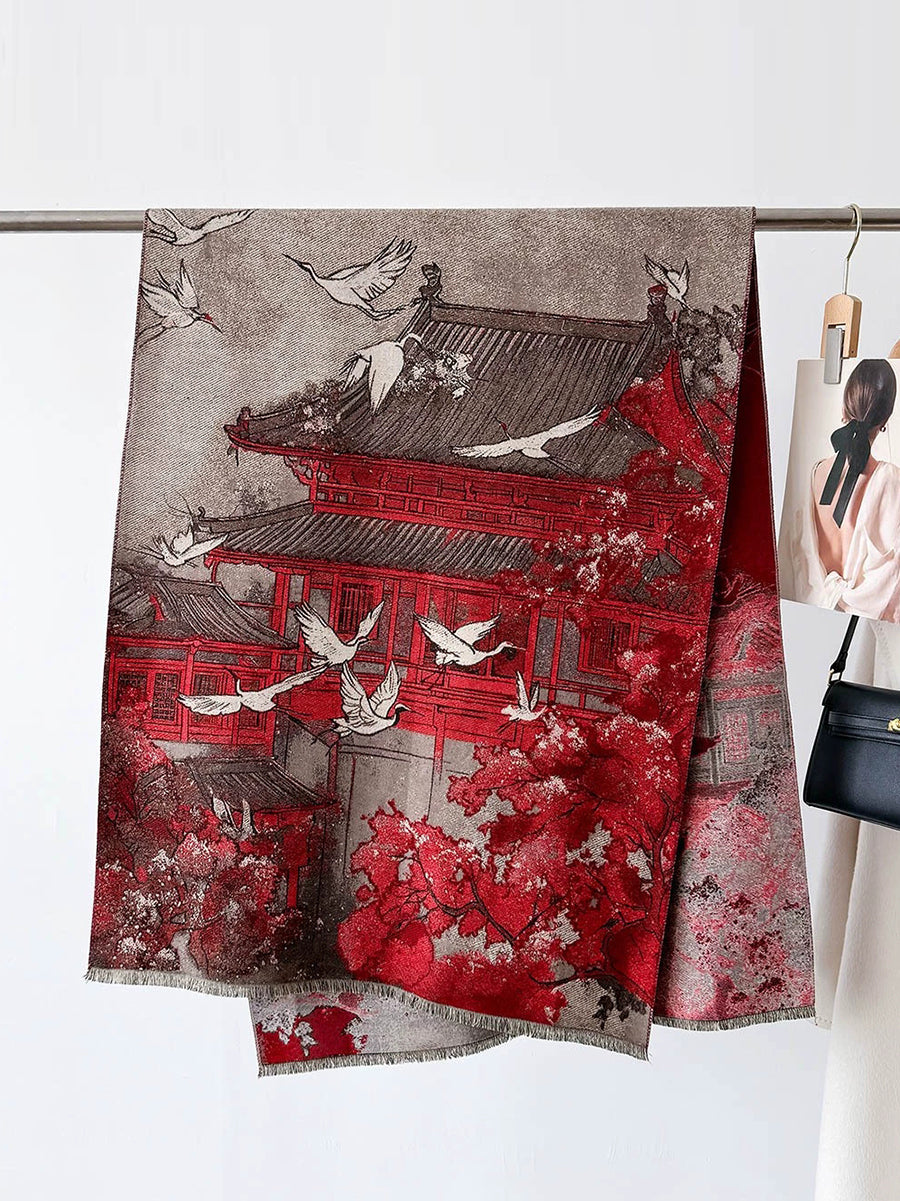 Women Travel Warm Jacquard Shawl Scarf