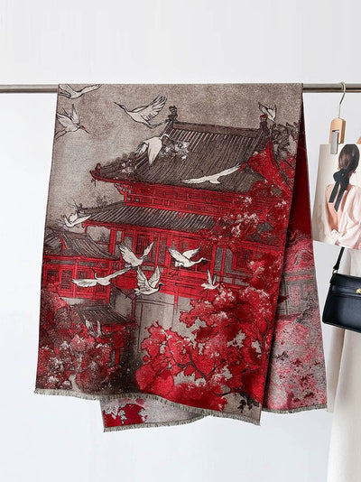 Women Travel Warm Jacquard Shawl Scarf