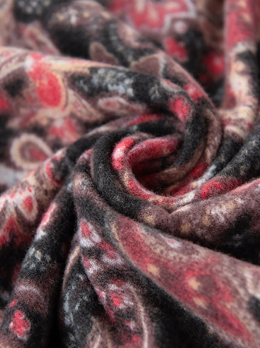 Women Vintage Flower Tassel Shawl Scarf