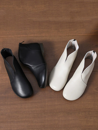 Women Casual Genuine Leather Spliced Ankle Boots