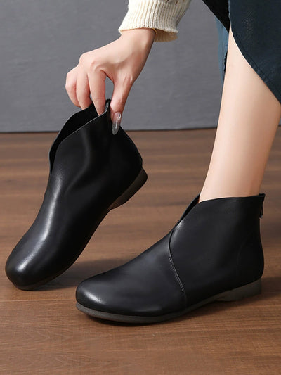 Women Casual Genuine Leather Spliced Ankle Boots