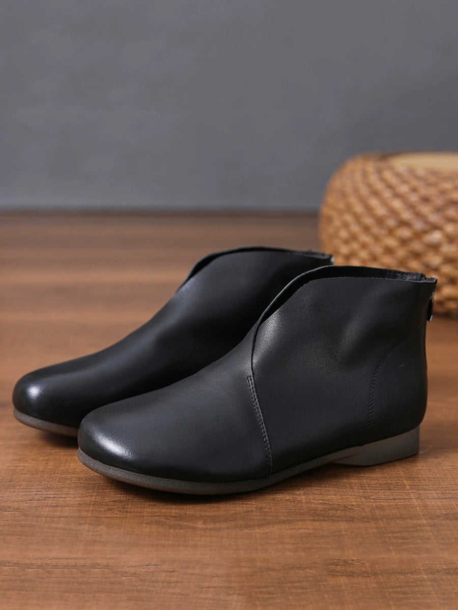 Women Casual Genuine Leather Spliced Ankle Boots