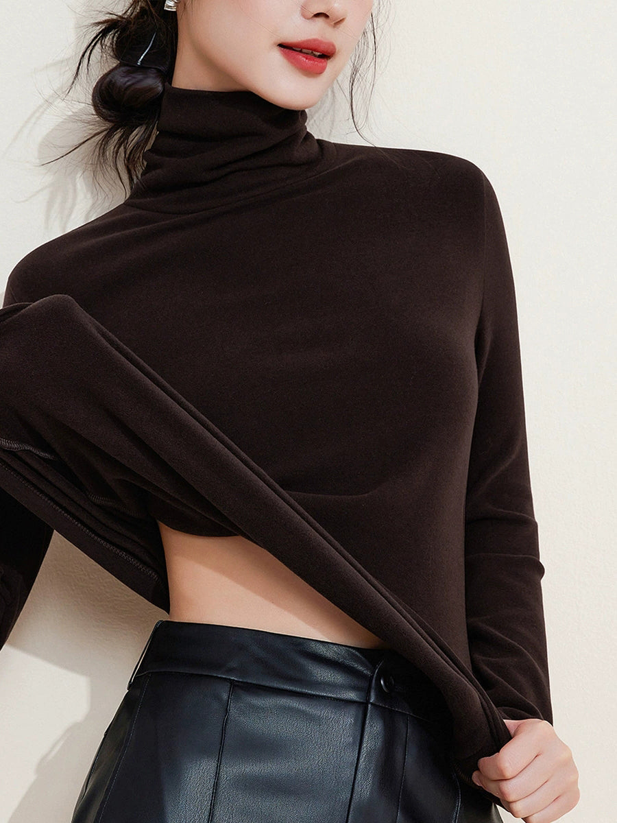 Women Autumn Casual Warm Turtleneck Base Blouse