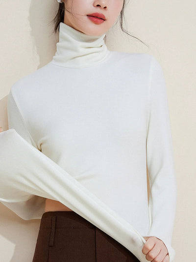 Women Autumn Casual Warm Turtleneck Base Blouse