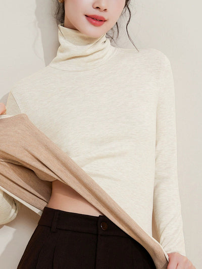 Women Autumn Casual Warm Turtleneck Base Blouse