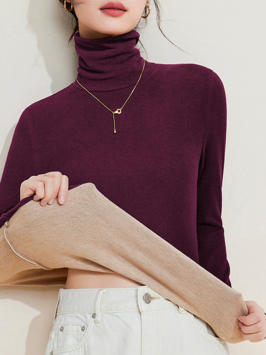Women Autumn Casual Warm Turtleneck Base Blouse