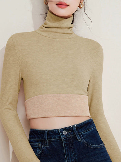 Women Autumn Casual Warm Turtleneck Base Blouse