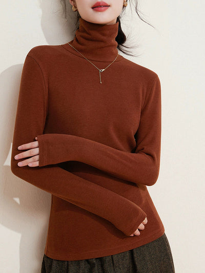 Women Autumn Casual Warm Turtleneck Base Blouse