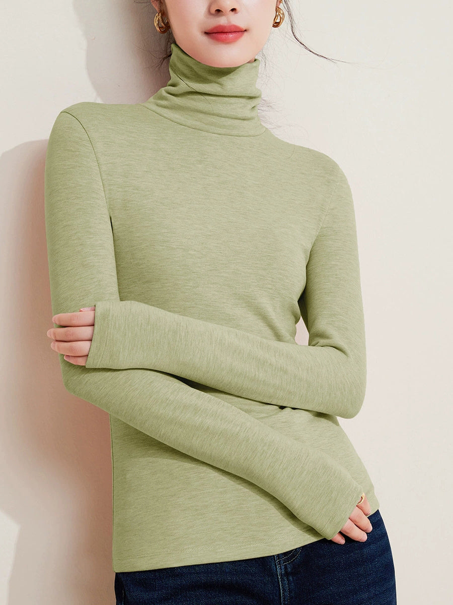 Women Autumn Casual Warm Turtleneck Base Blouse