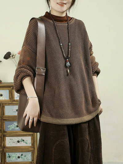 Women Autumn Casual Pure Color O-Neck Knitted Sweater