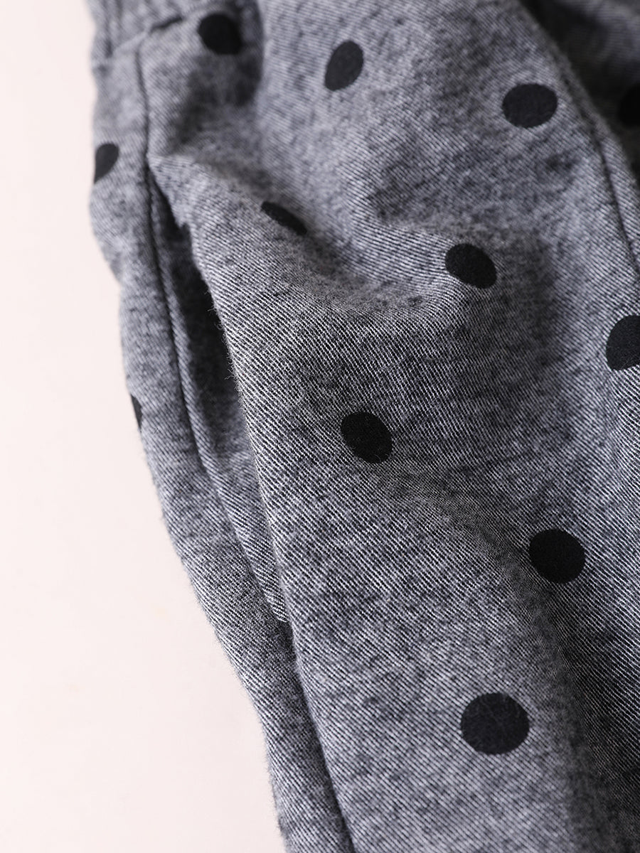 Women Autumn Vintage Dot 100%Cotton Skirt