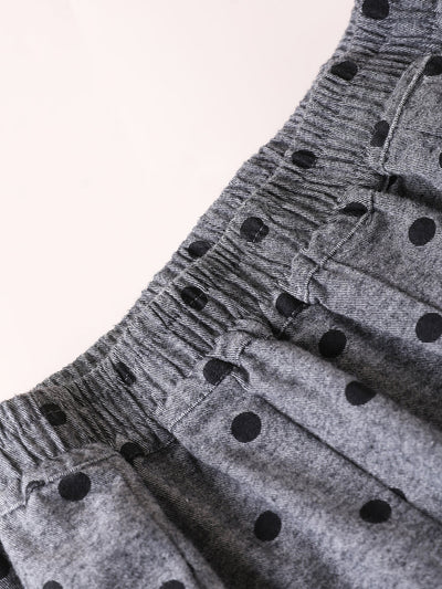 Women Autumn Vintage Dot 100%Cotton Skirt