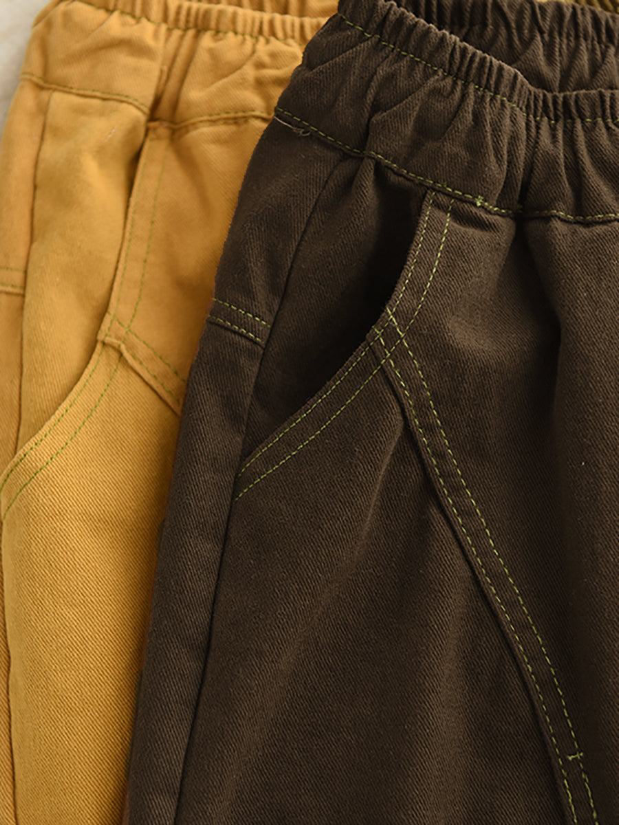 Women Autumn Casual Pure Color 100%Cotton Harem Pants