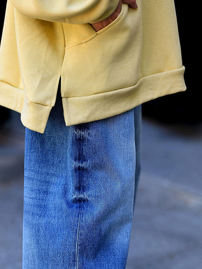 Plus Size Women Autumn Casual Pure Color Cotton Hoodie