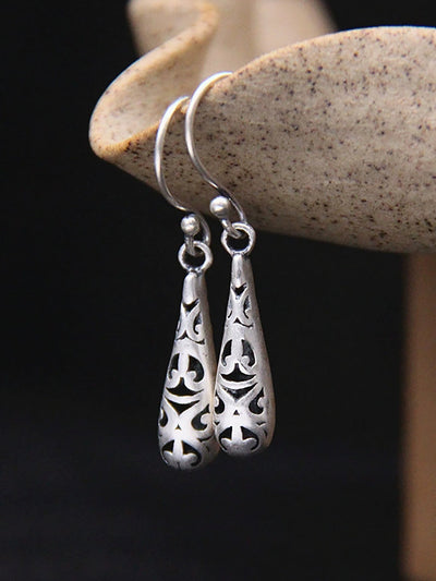 Women Vintage S925Silver Hollow Out Earrings