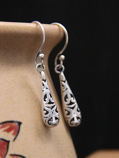 Women Vintage S925Silver Hollow Out Earrings