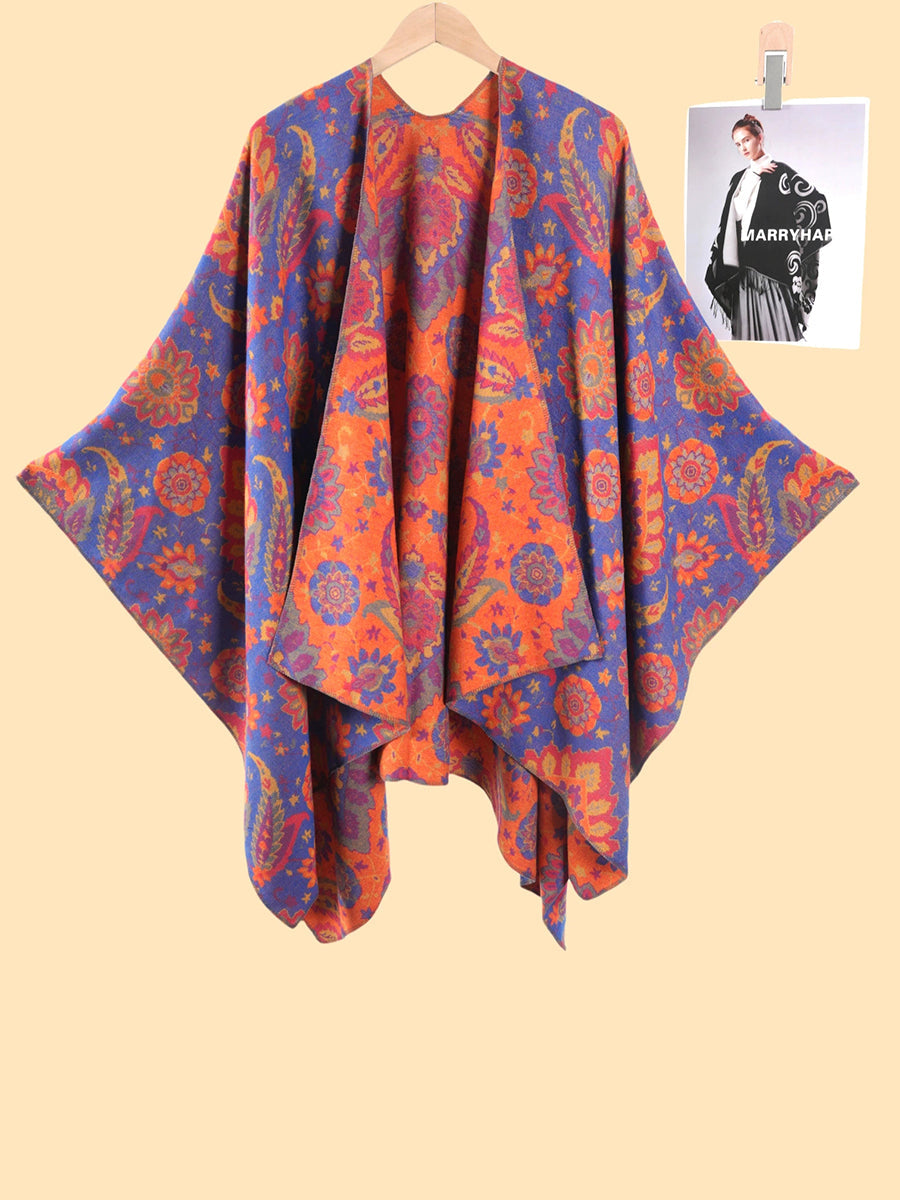 Women Vintage Jacquard Tassel Shawl