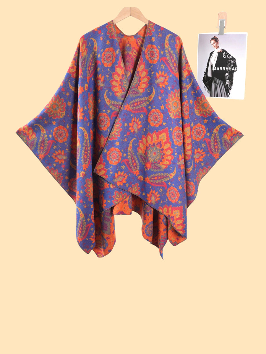 Women Vintage Jacquard Tassel Shawl