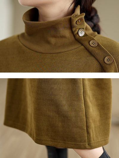 Women Winter Pure Color Fleece-lined Stand Collar Dress