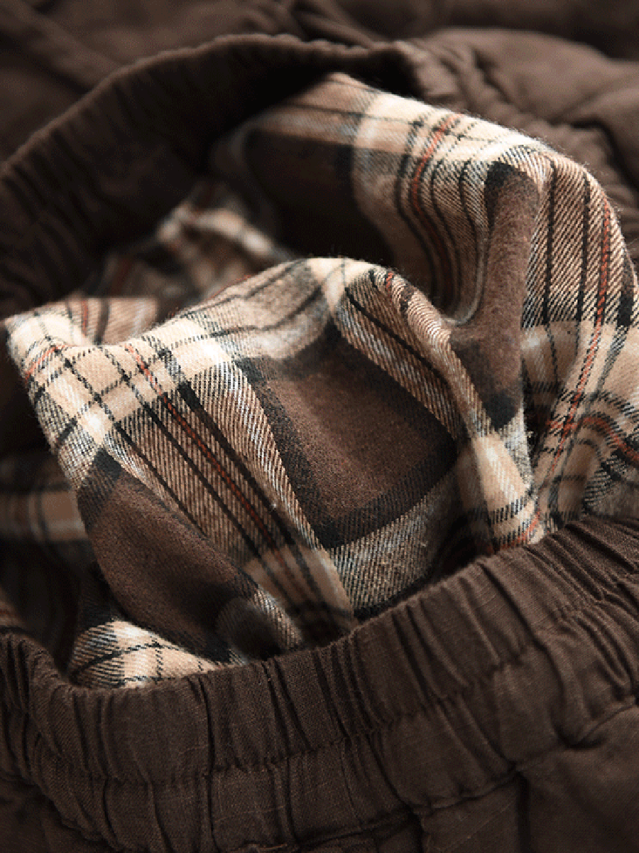 Women Autumn Pure Color 100%Linen Padded Harem Pants