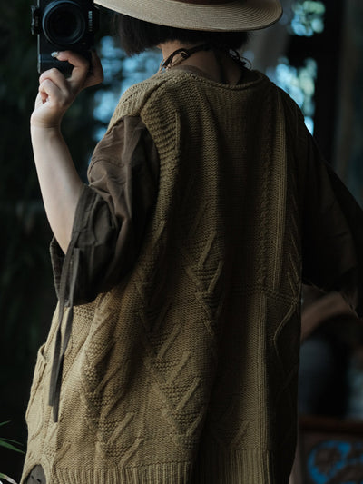 Women Autumn Casual Pure Color V-Neck Wool Vest